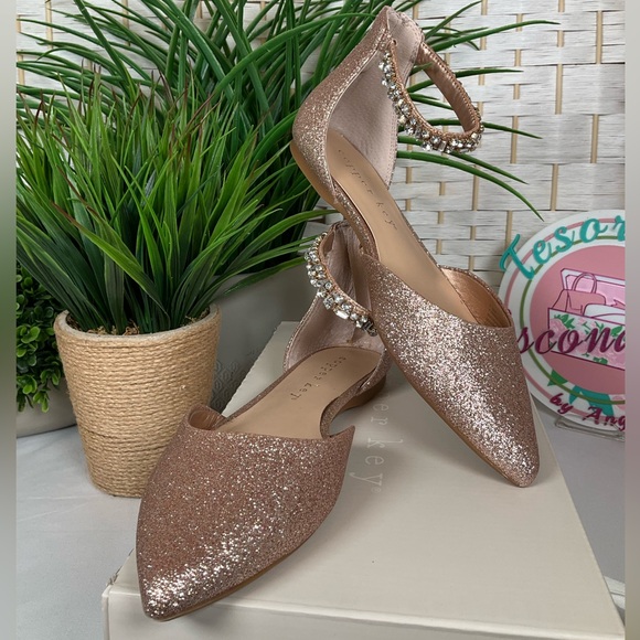 NIB- Copper Key Ankle Strap Shimmer, Blush Nude Women’s Flats - Picture 2 of 8